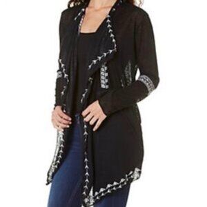 Boho Chic Southwestern Artisan Jacket Asymmetrical Open Front Cardigan Size M